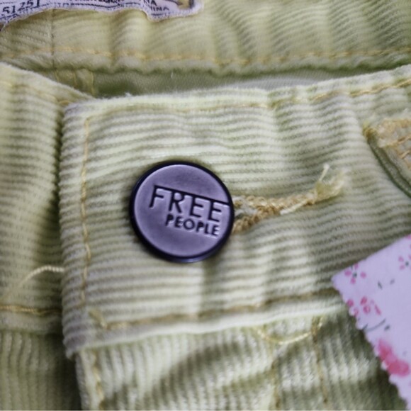 NWT ✿ FREE PEOPLE Ladies 24 Low Rise Skinny Corduroy Pants Neon Lime School - Picture 10 of 12